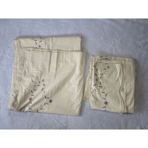JCPenny Home 100% Cotton Cream & Flower Embroidered Curtains 42 X 84 New, Four